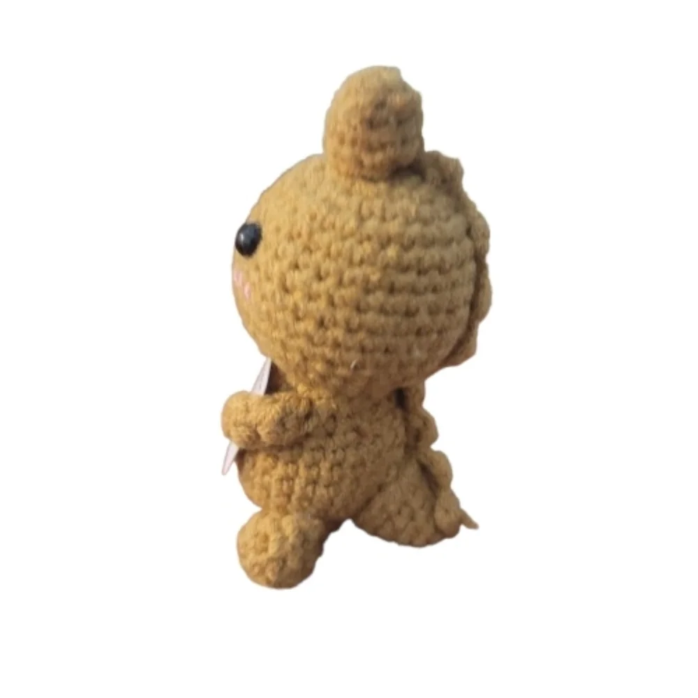 Crochet Dinosaur Plush Light Brown Emotional Support Dinosaur
